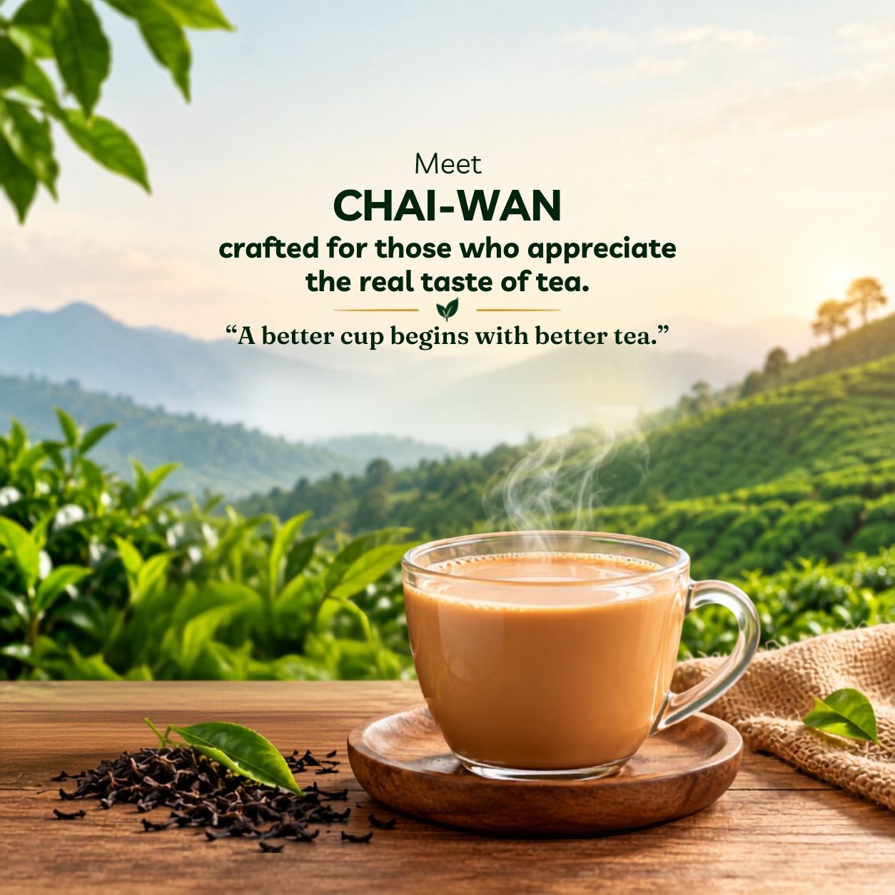 LEMCHAI tea jar and cup in an Indian tea garden — Indian tea, made for the world